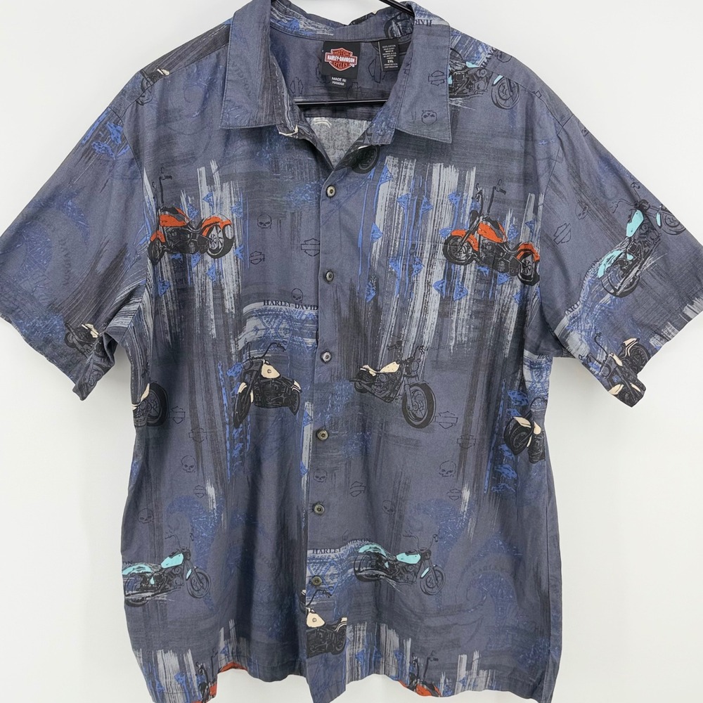Harley Davidson Tori‎ Richard Hawaiian Shirt 2XL Made In Hawaii Motorcycle Aloha